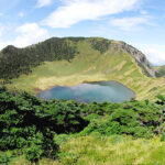 View of Hallasan Mountain and surrounding nature trails on Jeju Island